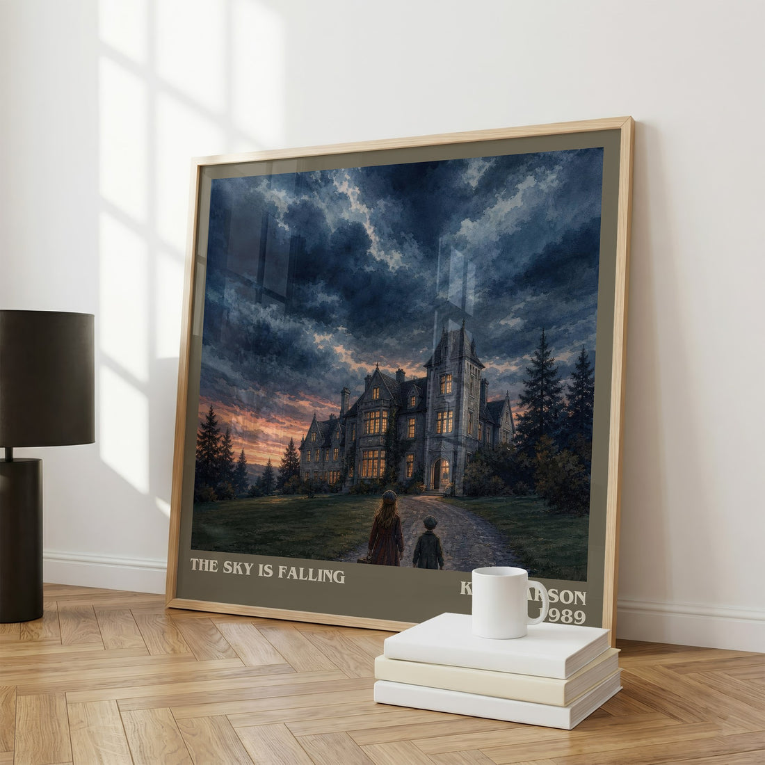 The sky is falling literary print framed by window – literary home decor