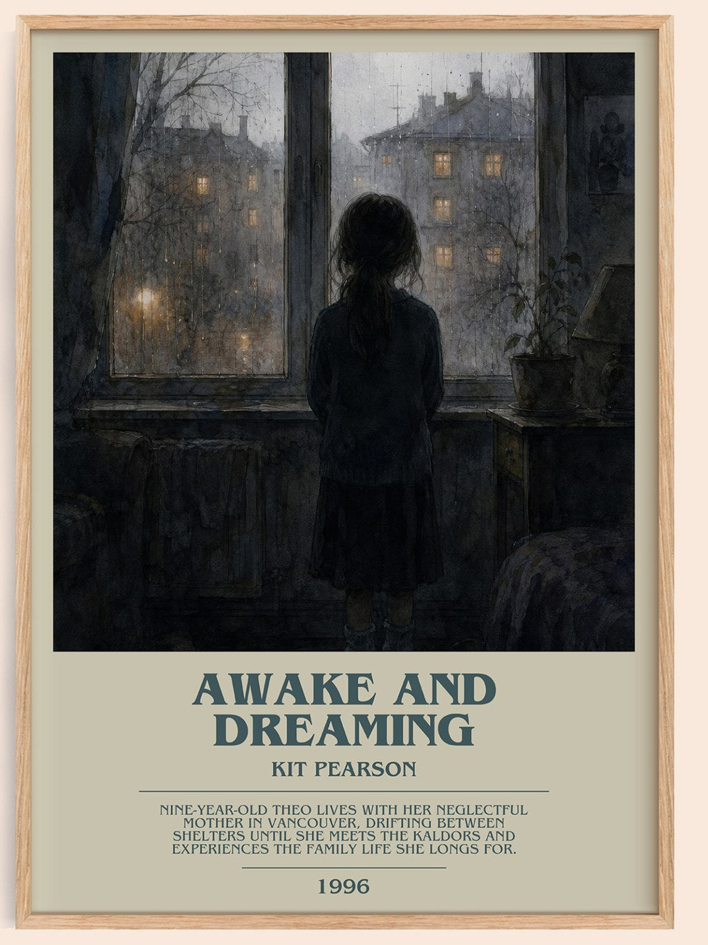 Awake and Dreaming bookish book poster by Kit Pearson – framed literary art print