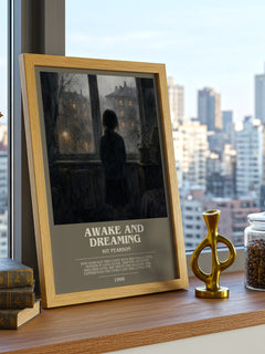 Awake and Dreaming bookish print framed by window – literary home decor