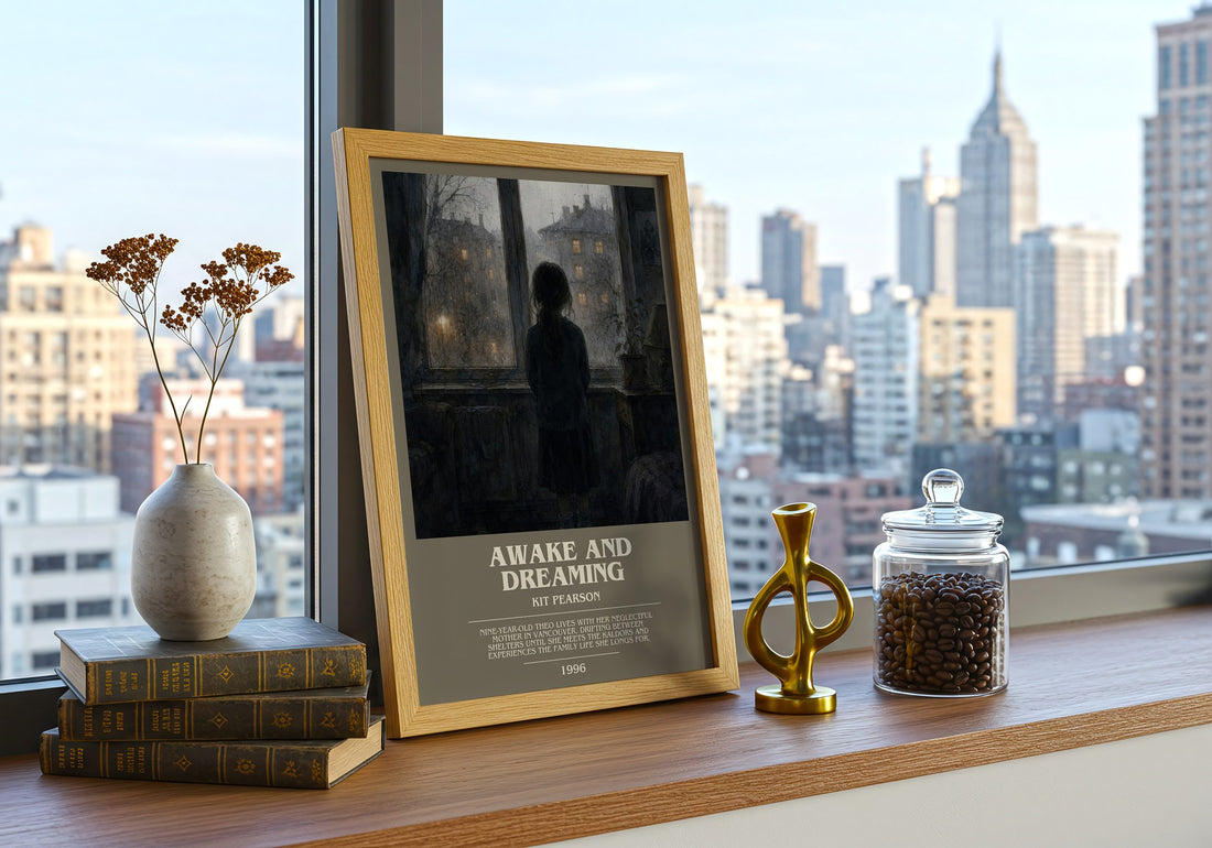 Awake and Dreaming bookish print framed by window – literary home decor