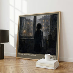 Awake and Dreaming literary print framed by window – literary home decor