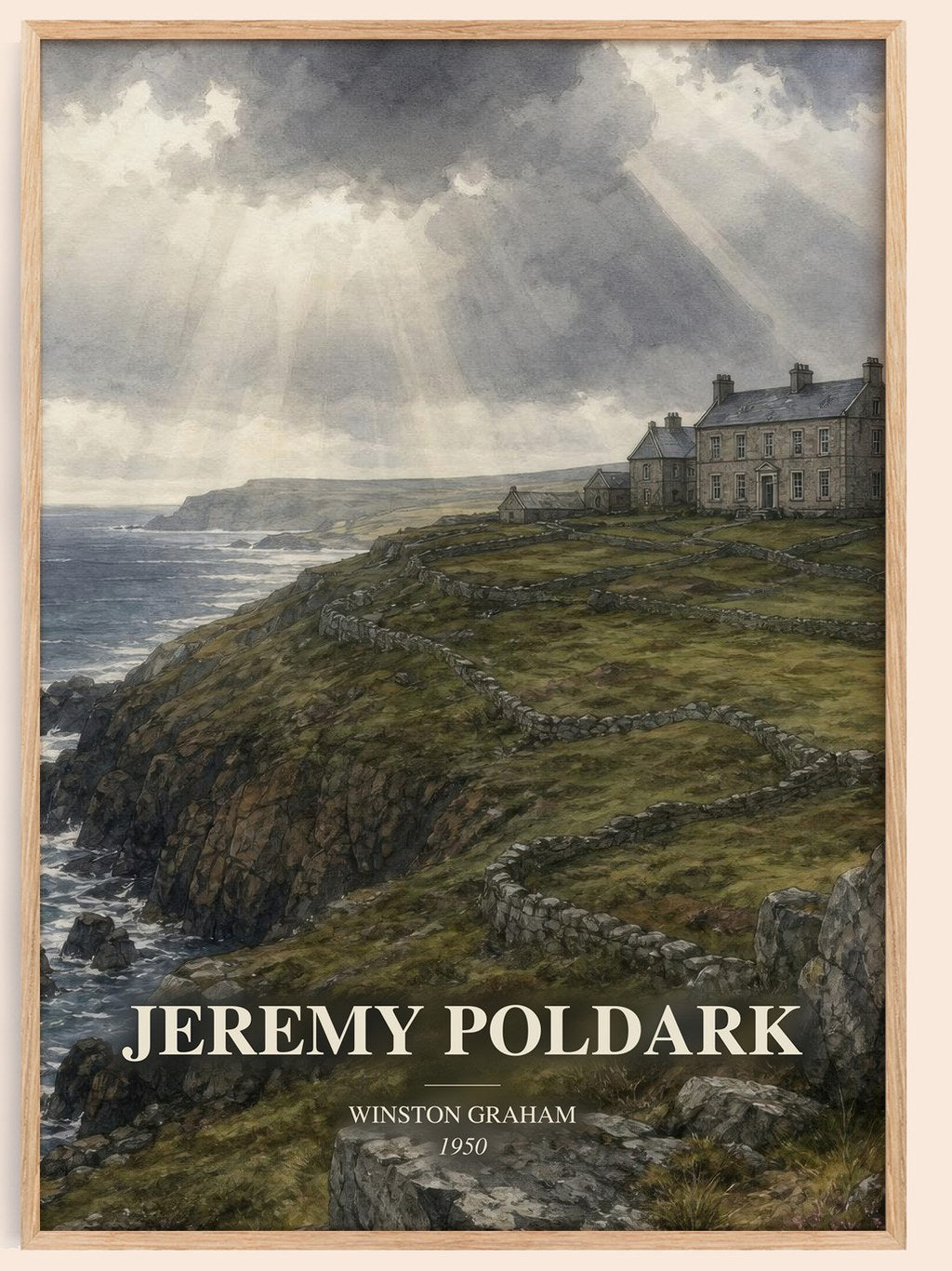 Jeremy Poldark watercolour book poster by Winston Graham – framed literary art print