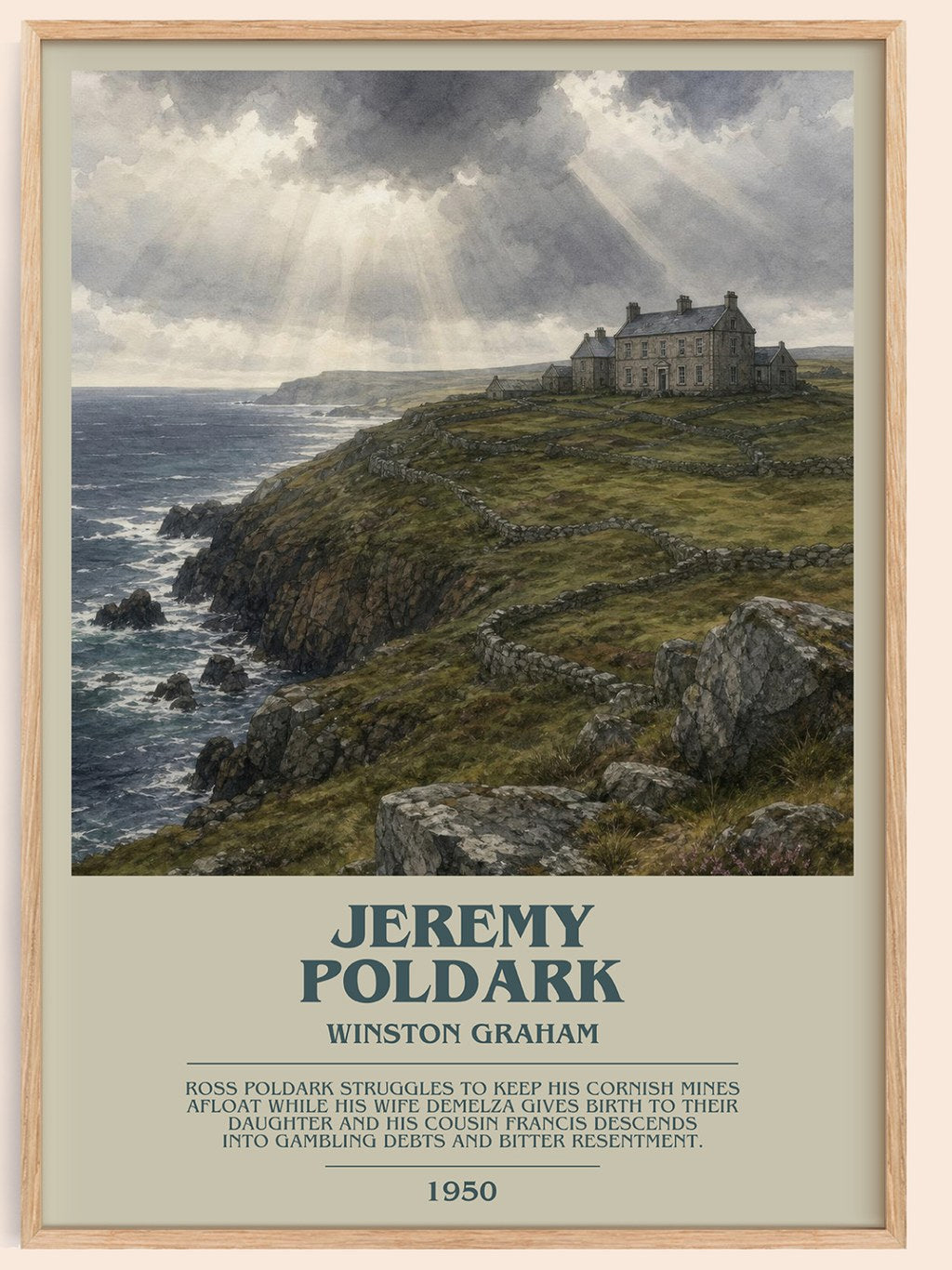 Jeremy Poldark bookish book poster by Winston Graham – framed literary art print
