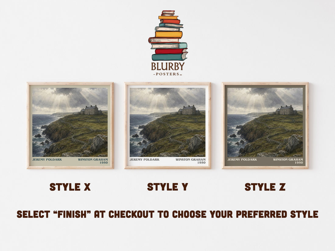 Jeremy Poldark literary print in frame leaning in hallway – historical fiction wall art (mockup)
