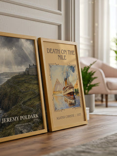 Jeremy Poldark watercolour print framed by window – literary home decor