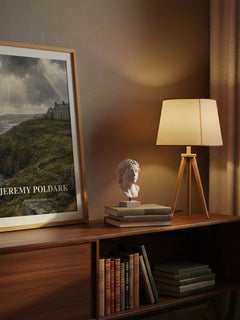 Jeremy Poldark watercolour print on bookshelf – Winston Graham fan gift
