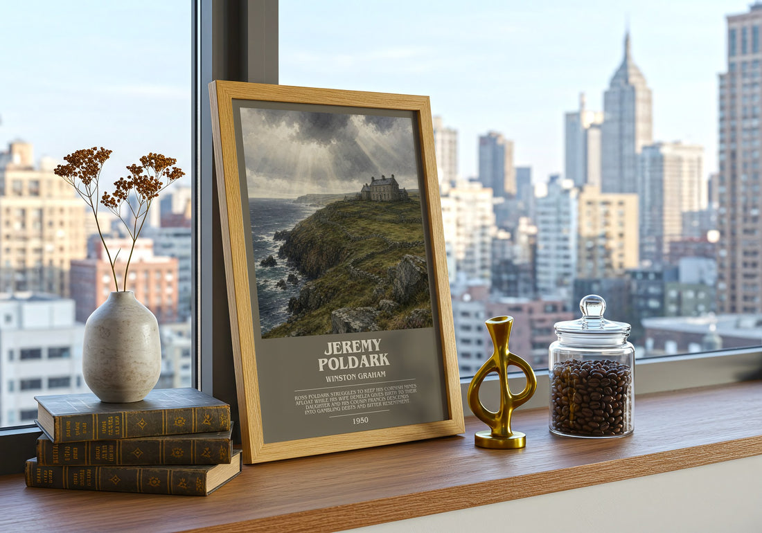 Jeremy Poldark bookish print framed by window – literary home decor