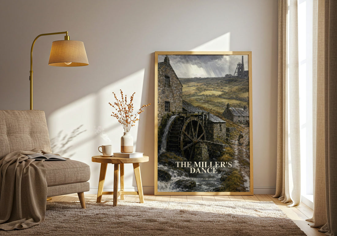 The miller's dance watercolour print in frame leaning in hallway – historical fiction wall art