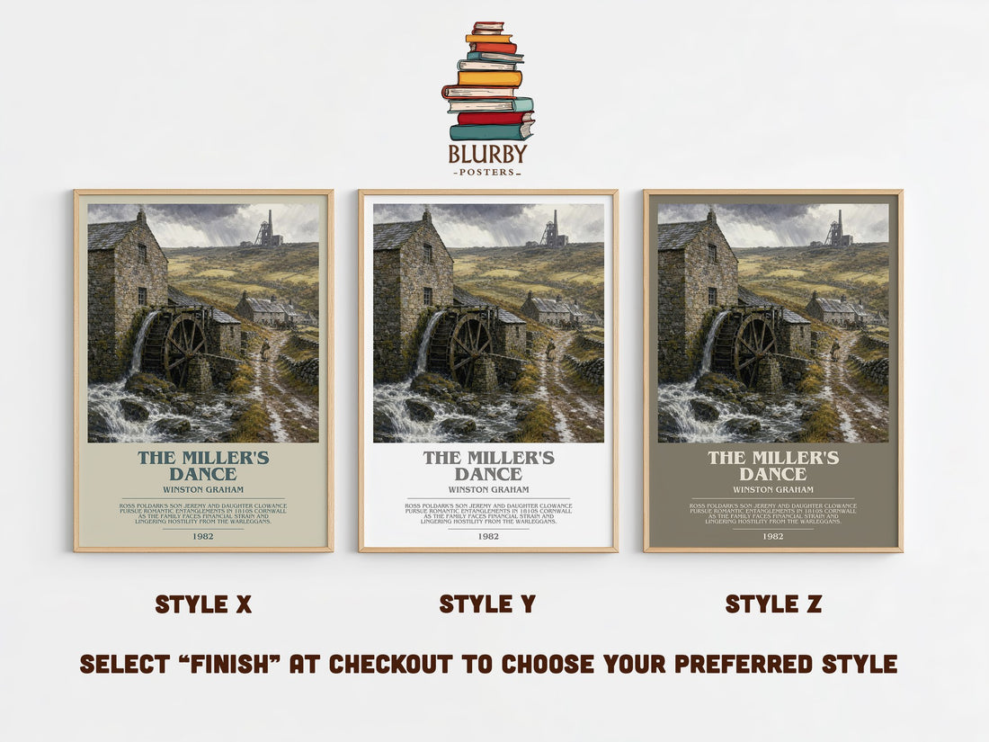 The miller's dance bookish print in frame leaning in hallway – historical fiction wall art (mockup)