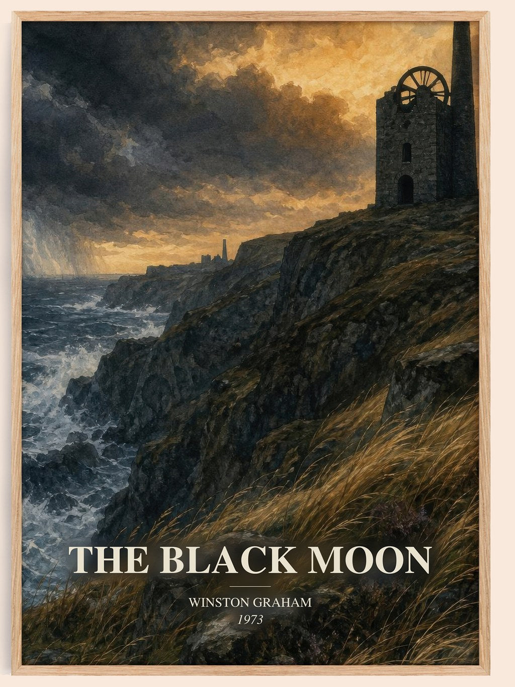 The black moon watercolour book poster by Winston Graham – framed literary art print