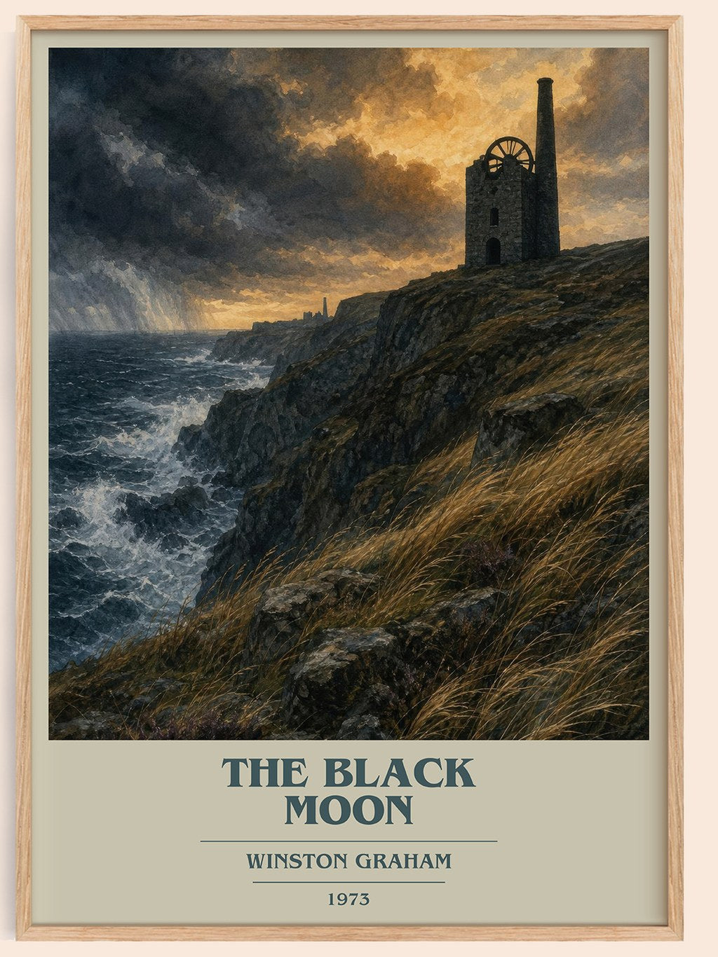 The black moon book cover book poster by Winston Graham – framed literary art print