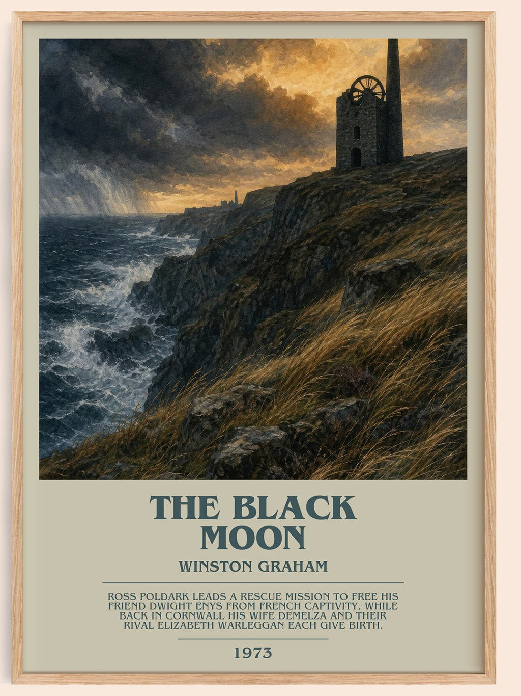 The black moon bookish book poster by Winston Graham – framed literary art print