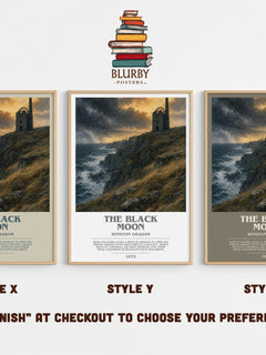 The black moon bookish print in frame leaning in hallway – historical fiction wall art