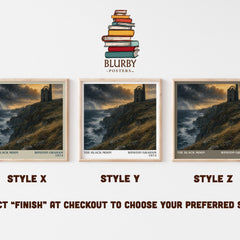 The black moon literary print in frame leaning in hallway – historical fiction wall art