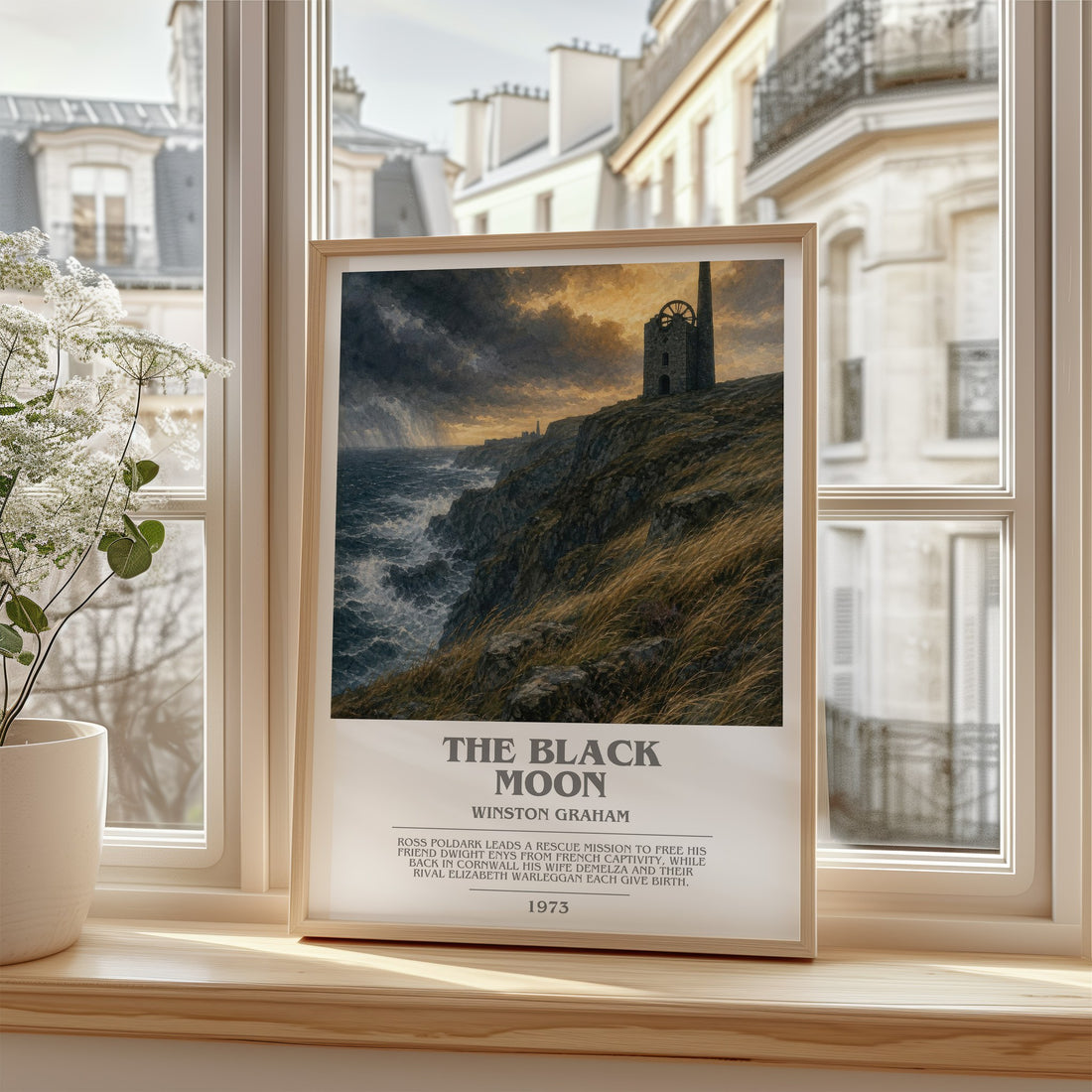 The black moon bookish poster colour and style options – Winston Graham book art