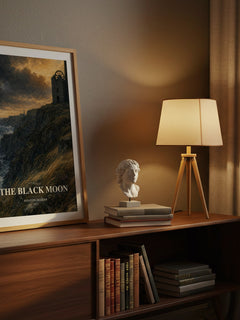 The black moon watercolour print on bookshelf – Winston Graham fan gift