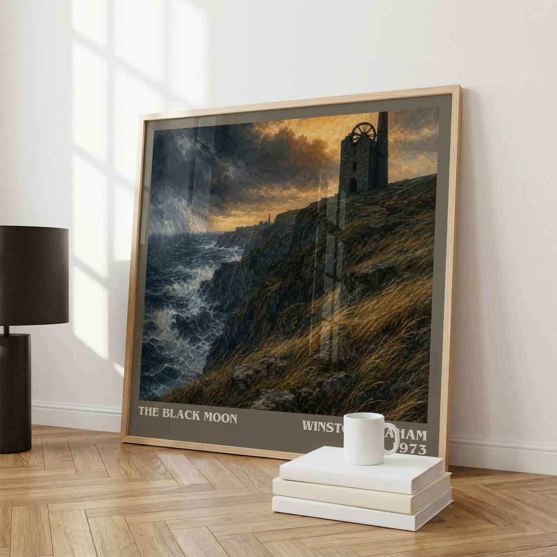 The black moon literary print framed by window – literary home decor