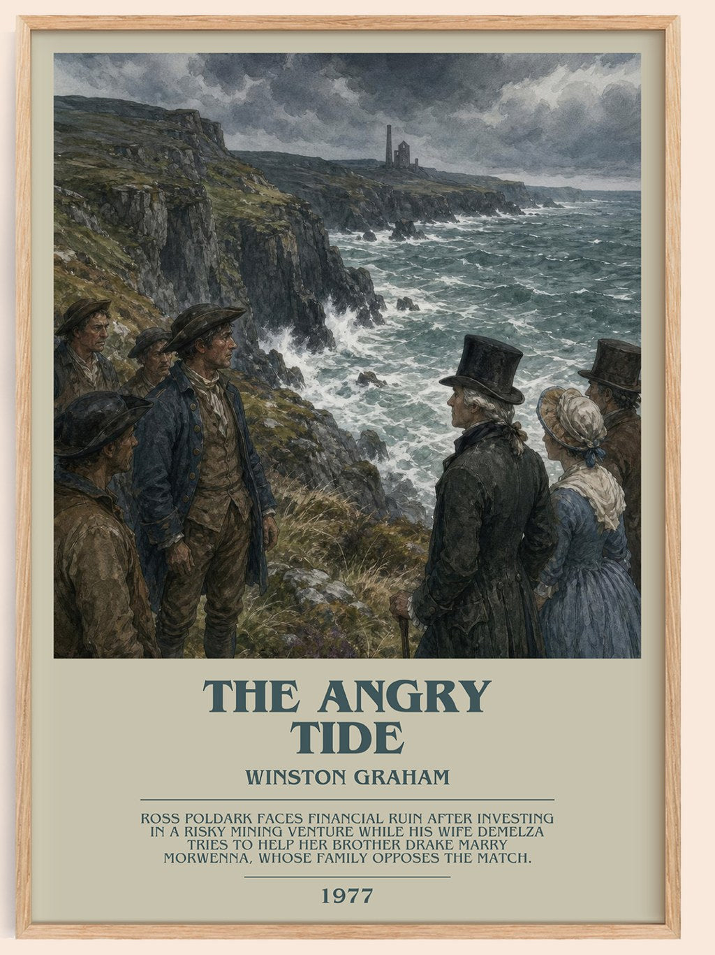 The Angry Tide bookish book poster by Winston Graham – framed literary art print