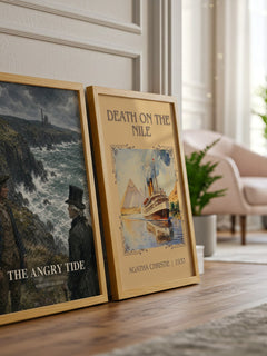 The Angry Tide watercolour print framed by window – literary home decor