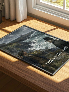 The Angry Tide watercolour book poster framed on wall – historical fiction wall art