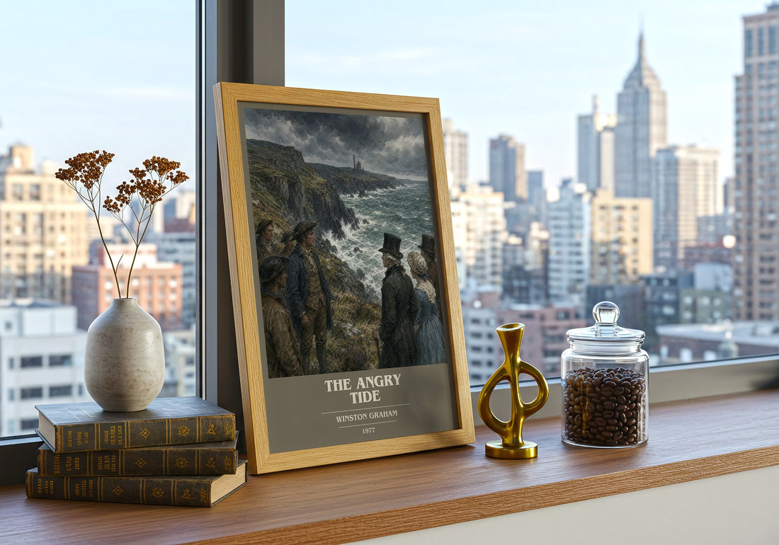The Angry Tide book cover print framed by window – literary home decor