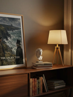 The Angry Tide watercolour print on bookshelf – Winston Graham fan gift