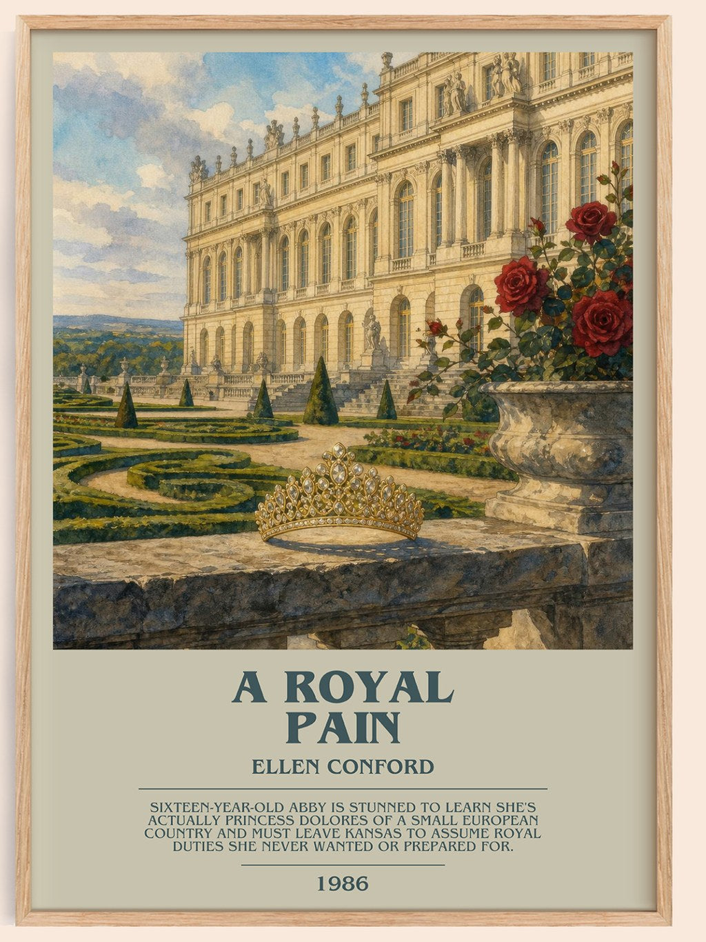 A royal pain bookish book poster by Ellen Conford – framed literary art print