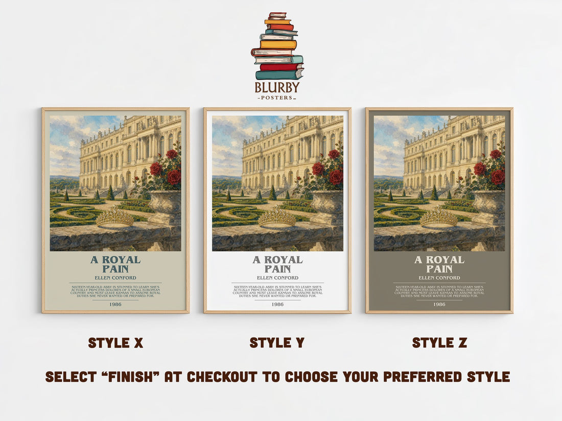 A royal pain bookish print in frame leaning in hallway – young adult wall art (mockup)