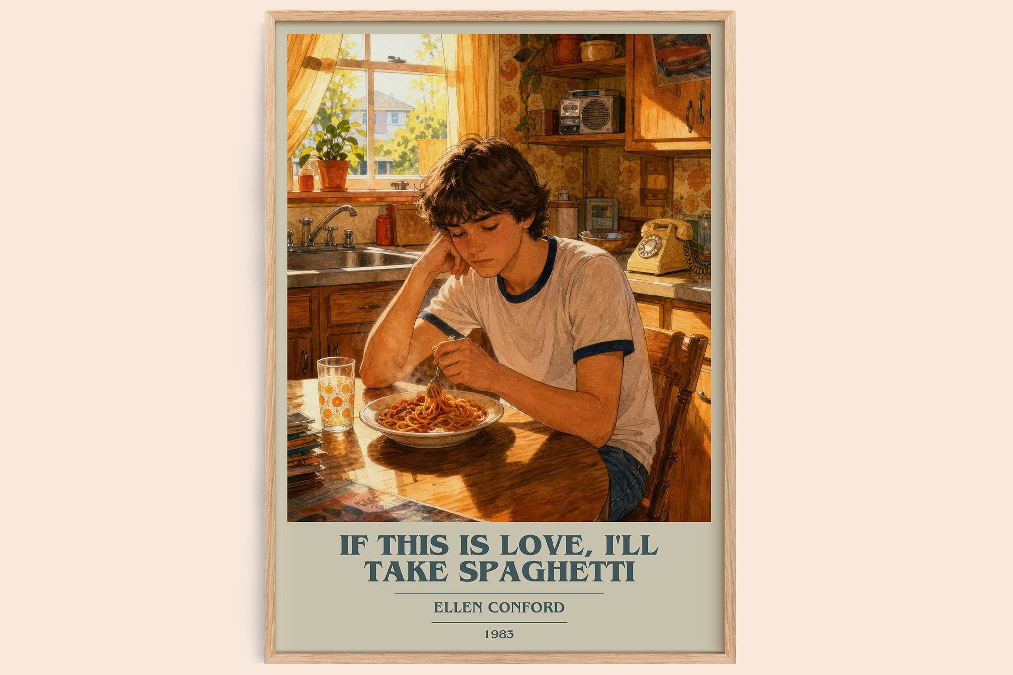 If this is love, I'll take spaghetti Book Cover Poster by E. Conford
