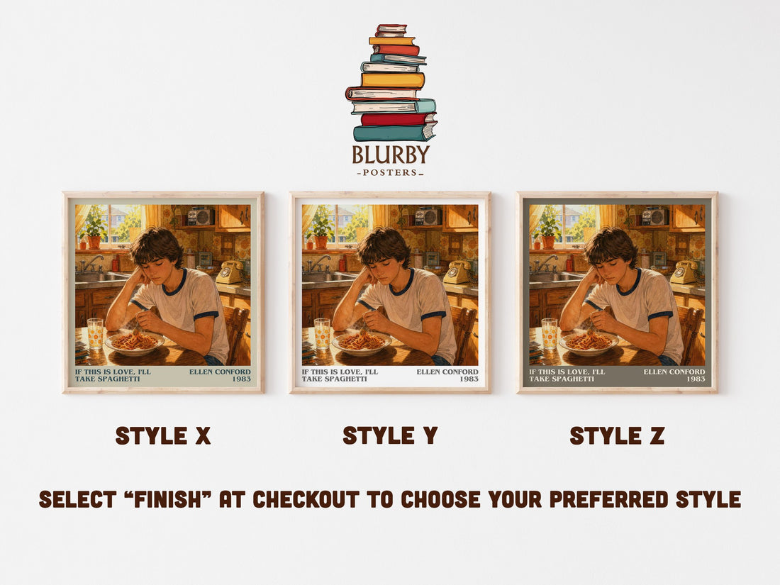 If this is love, I'll take spaghetti literary print in frame leaning in hallway – young adult wall art (mockup)
