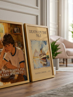 If this is love, I'll take spaghetti watercolour print framed by window – literary home decor