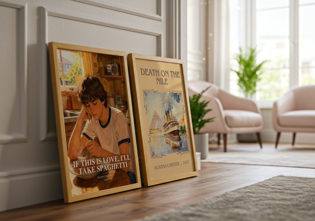 If this is love, I'll take spaghetti watercolour print framed by window – literary home decor
