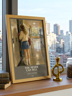 You never can tell book cover print framed by window – literary home decor