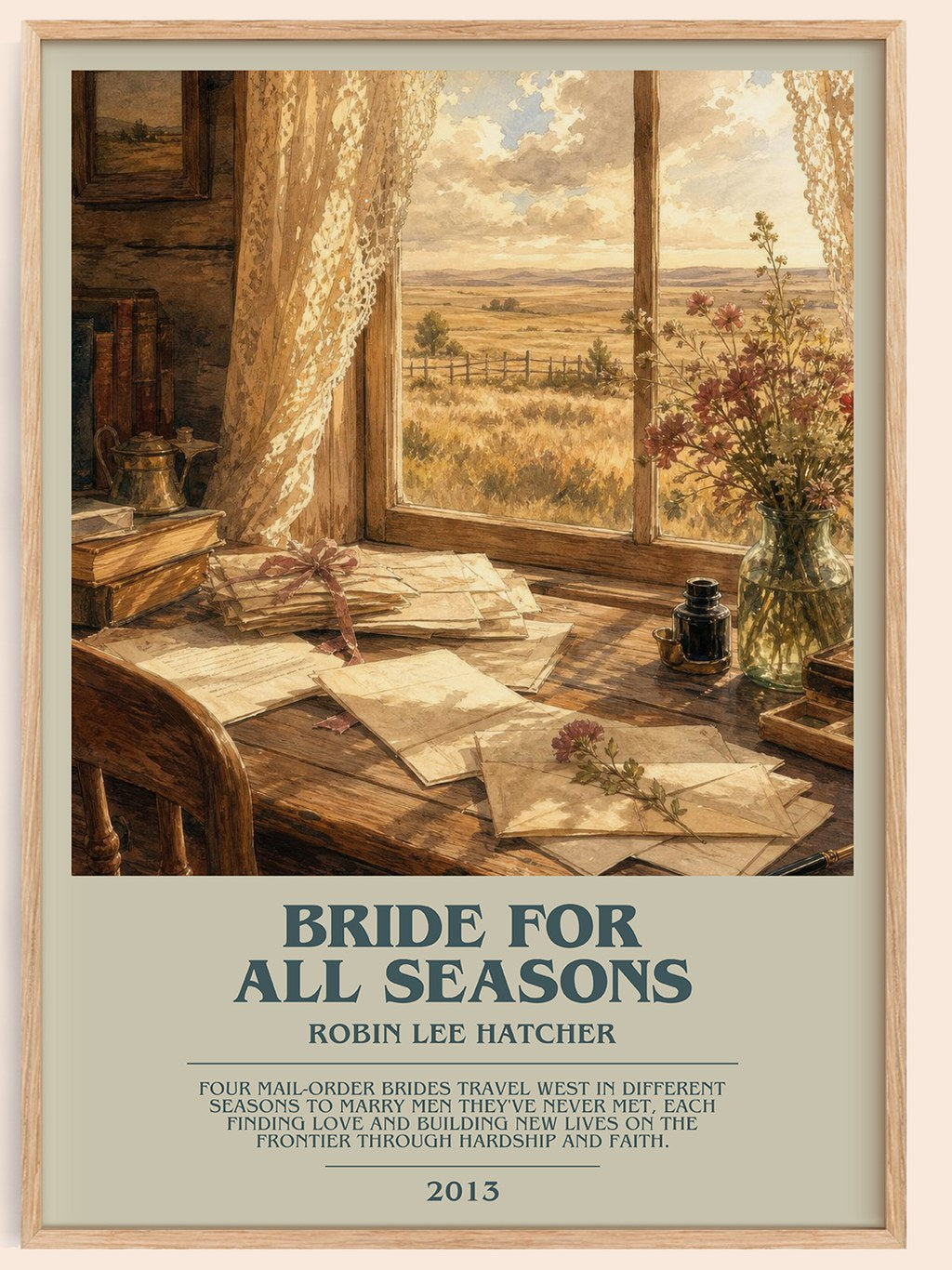 Bride for All Seasons bookish book poster by Robin Lee Hatcher – framed literary art print