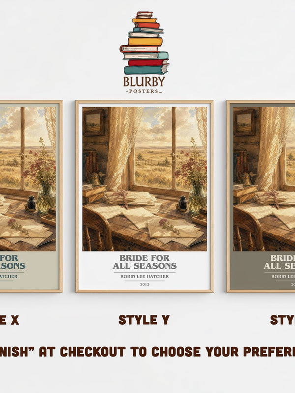 Bride for All Seasons book cover print in frame leaning in hallway – romance wall art