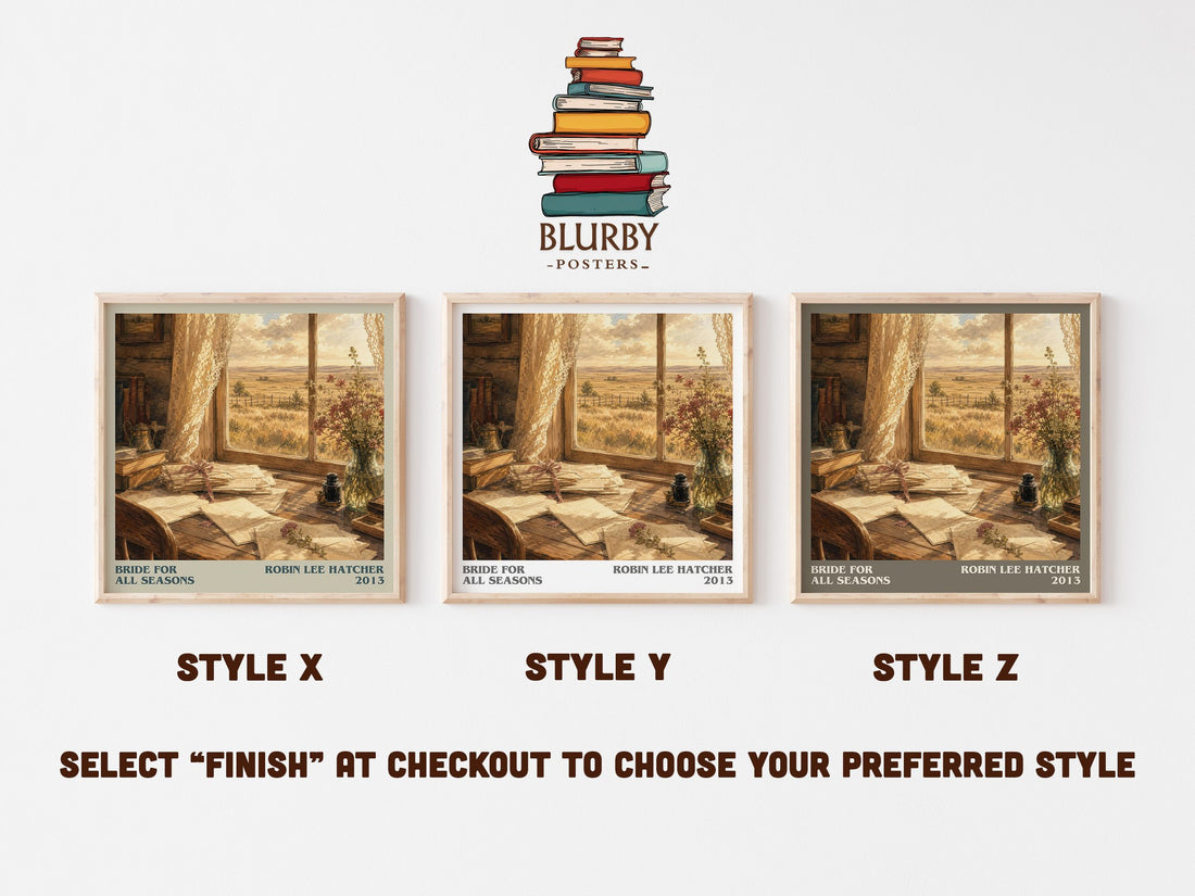 Bride for All Seasons literary print in frame leaning in hallway – romance wall art (mockup)