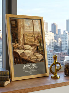 Bride for All Seasons book cover print framed by window – literary home decor