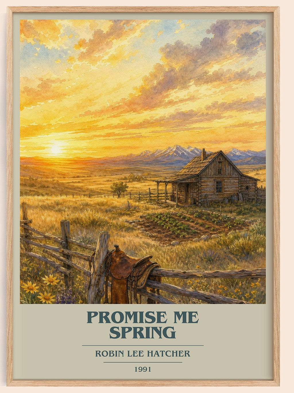 Promise Me Spring book cover book poster by Robin Lee Hatcher – framed literary art print