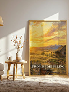 Promise Me Spring watercolour print in frame leaning in hallway – romance wall art