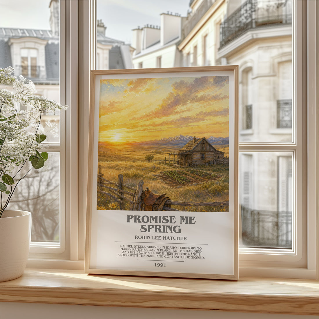 Promise Me Spring bookish poster colour and style options – Robin Lee Hatcher book art