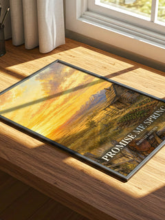Promise Me Spring watercolour book poster framed on wall – romance wall art