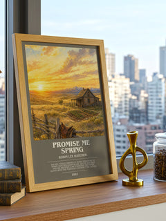 Promise Me Spring bookish print framed by window – literary home decor