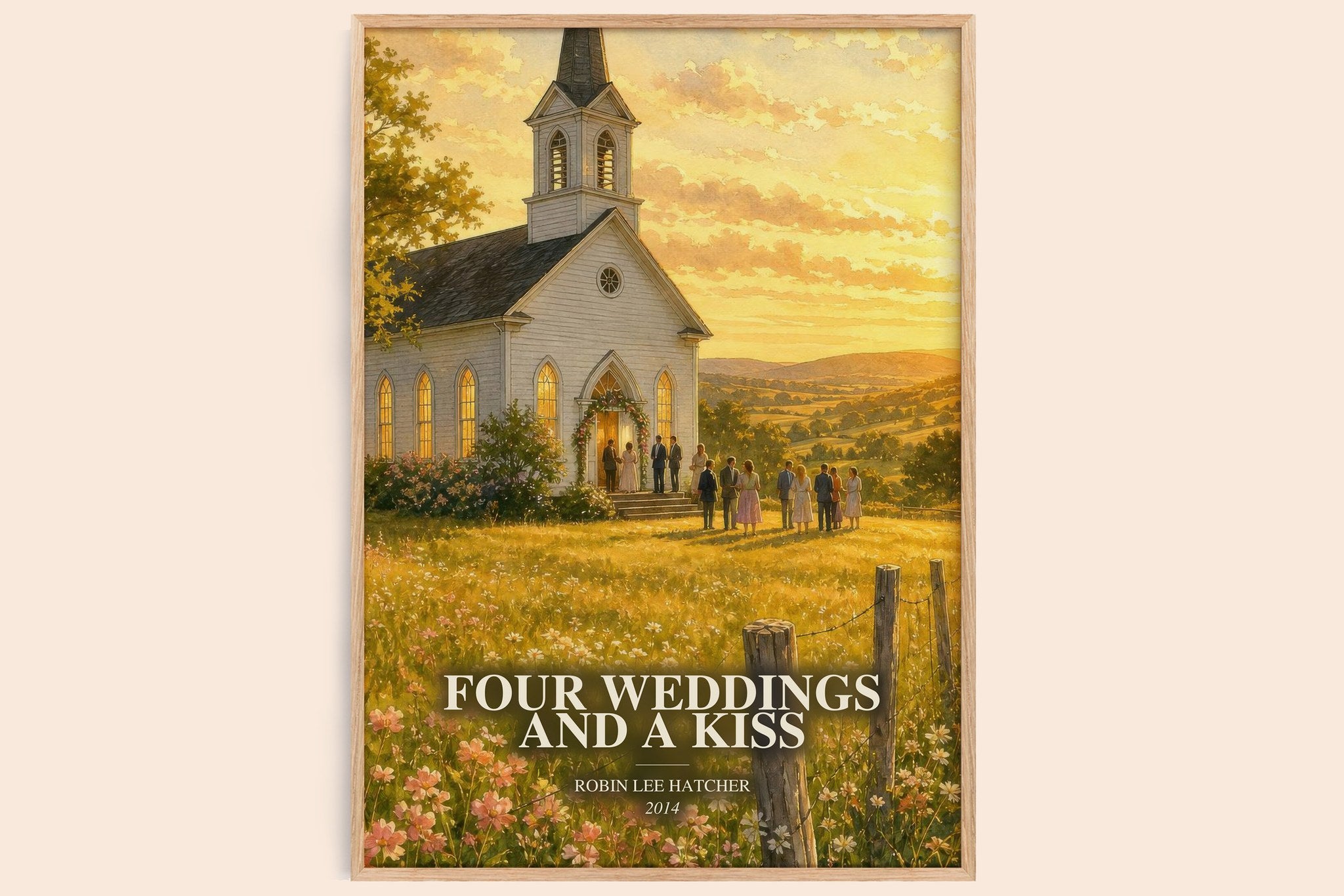 Four weddings and a kiss Book Watercolour Illustration by R. Hatcher