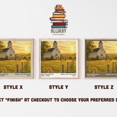 Four weddings and a kiss literary print in frame leaning in hallway – romance wall art