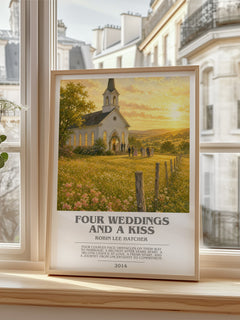 Four weddings and a kiss bookish poster colour and style options – Robin Lee Hatcher book art