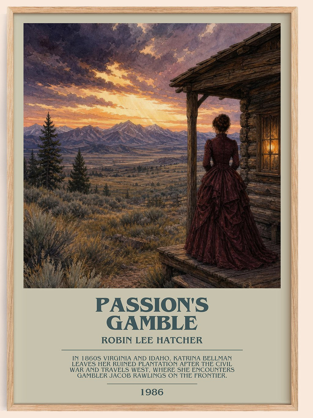 Passion's gamble bookish book poster by Robin Lee Hatcher – framed literary art print