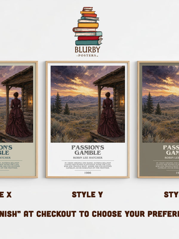 Passion's gamble bookish print in frame leaning in hallway – romance wall art