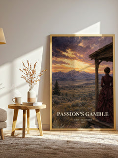 Passion's gamble watercolour print in frame leaning in hallway – romance wall art