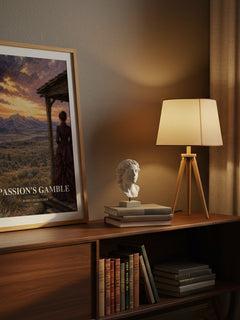 Passion's gamble watercolour print on bookshelf – Robin Lee Hatcher fan gift