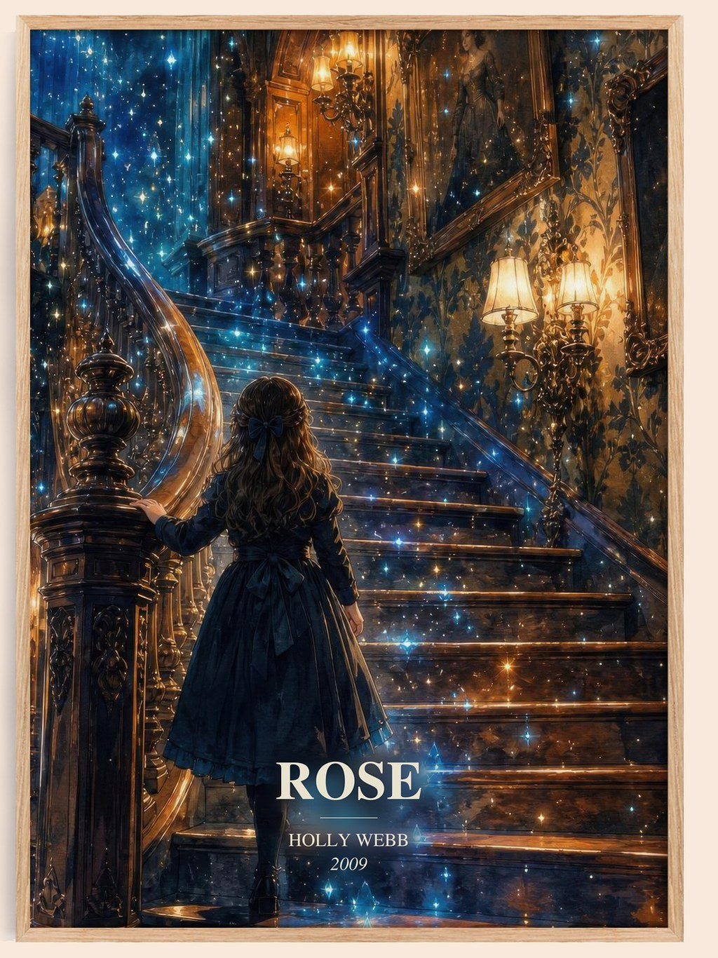 Rose watercolour book poster by Holly Webb – framed literary art print